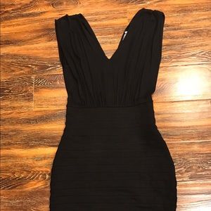 Black Bandage Skirt Dress w/ Deep V Kneck