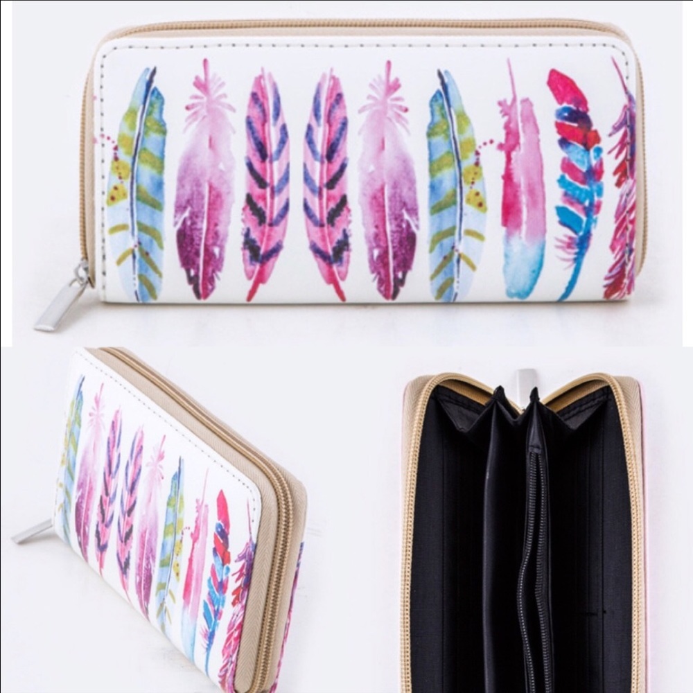 Multicolored feather wallet