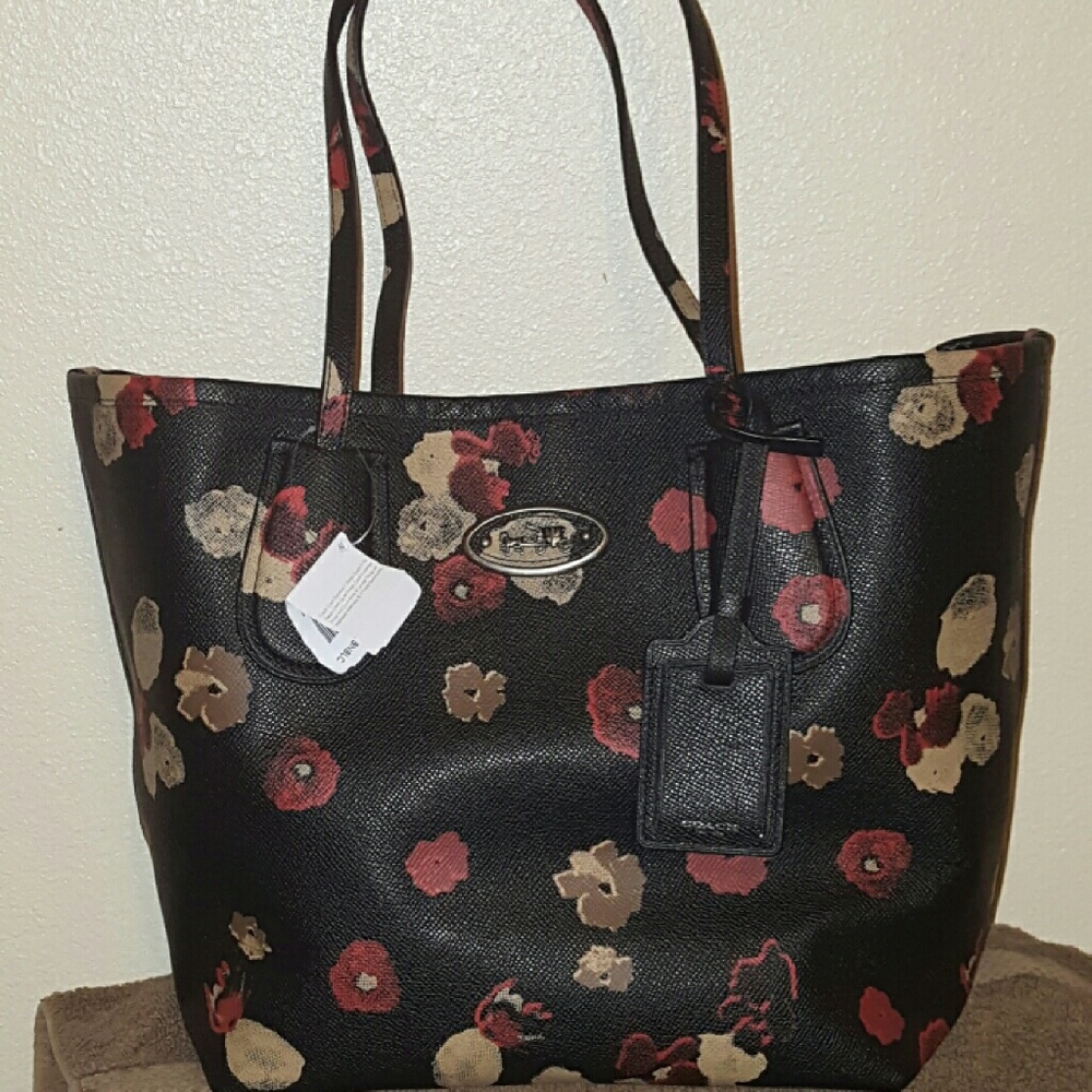 Black floral Coach purse and WALLET (NWT)