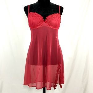 NWT Delicates 2pc Red Chemise & G-String