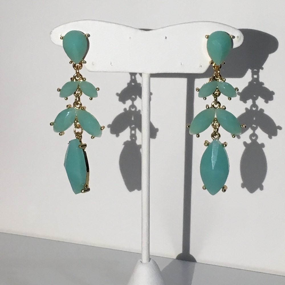 Aqua Dangle Statement Earrings