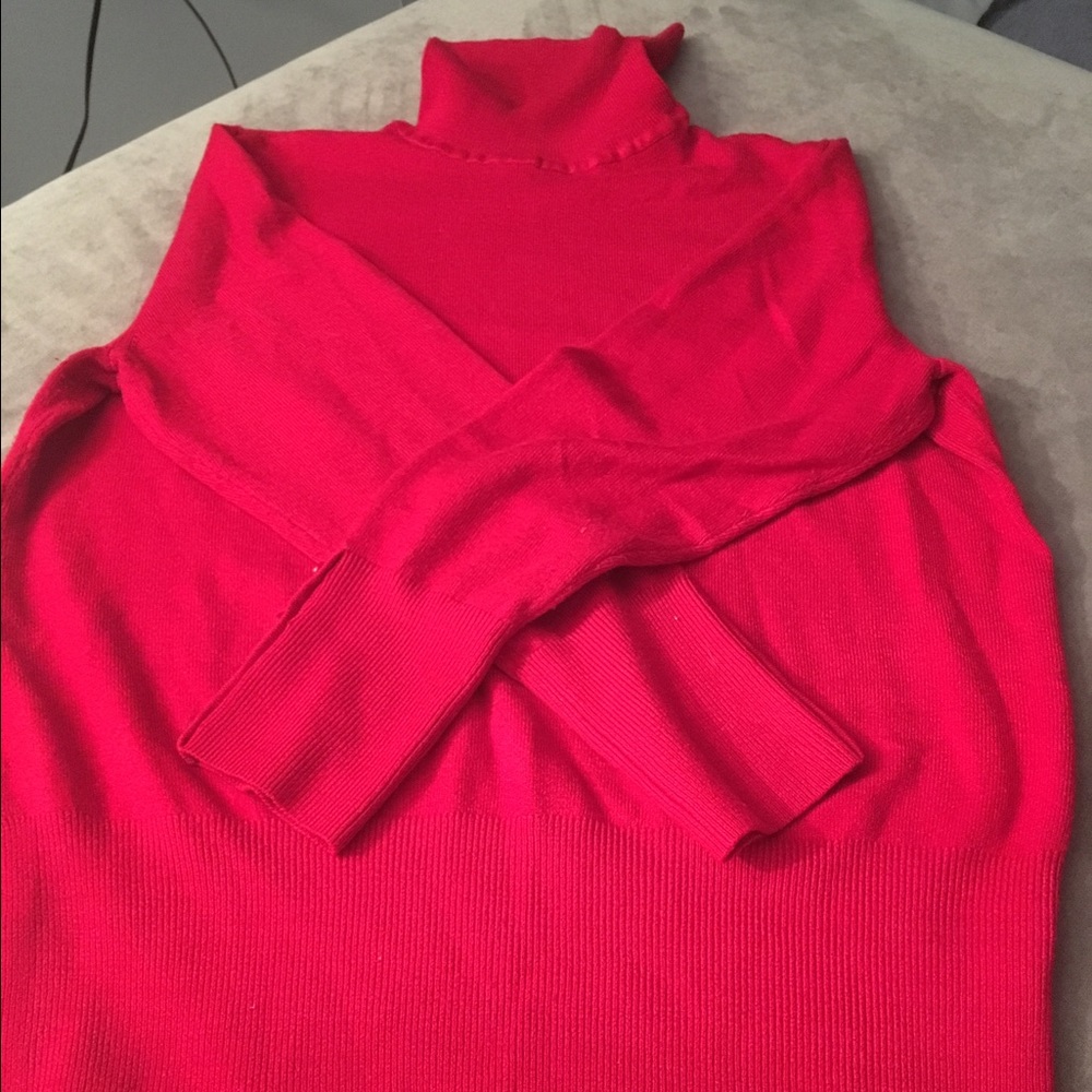 Red turtleneck sweater