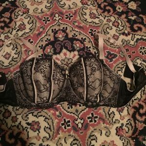 Black and tan balconette bra