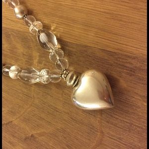 Heart charm crystal necklace