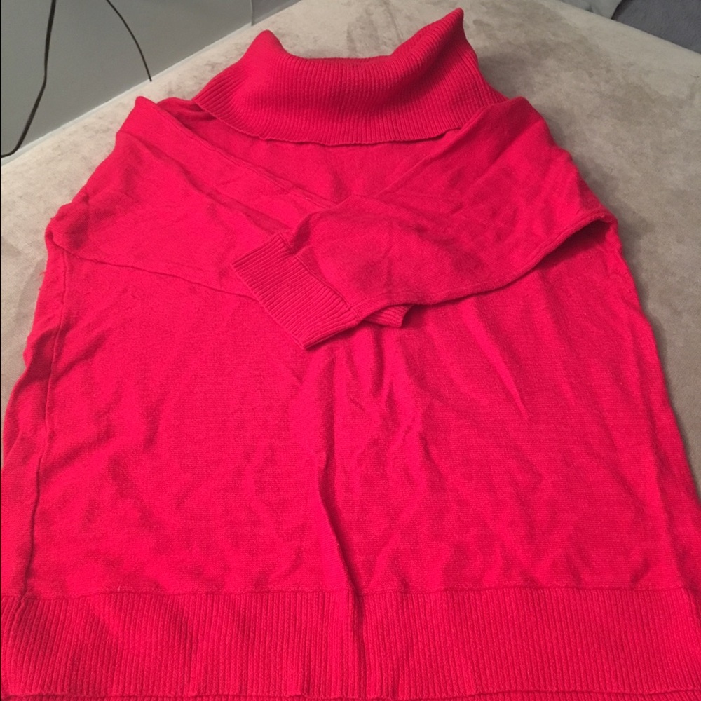 Red cowl neck sweater