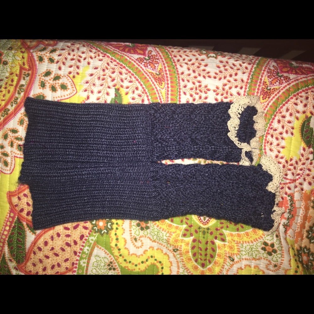 Navy blue never work leg warmers