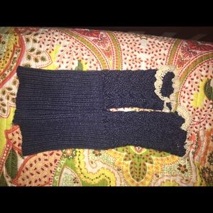 Navy blue never work leg warmers