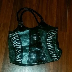 Zebra and silver hand bag