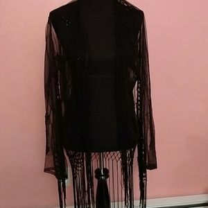 Black Fringe Kimono