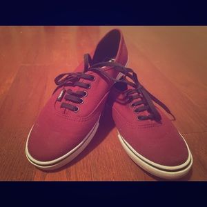 Burgundy and Black Vans