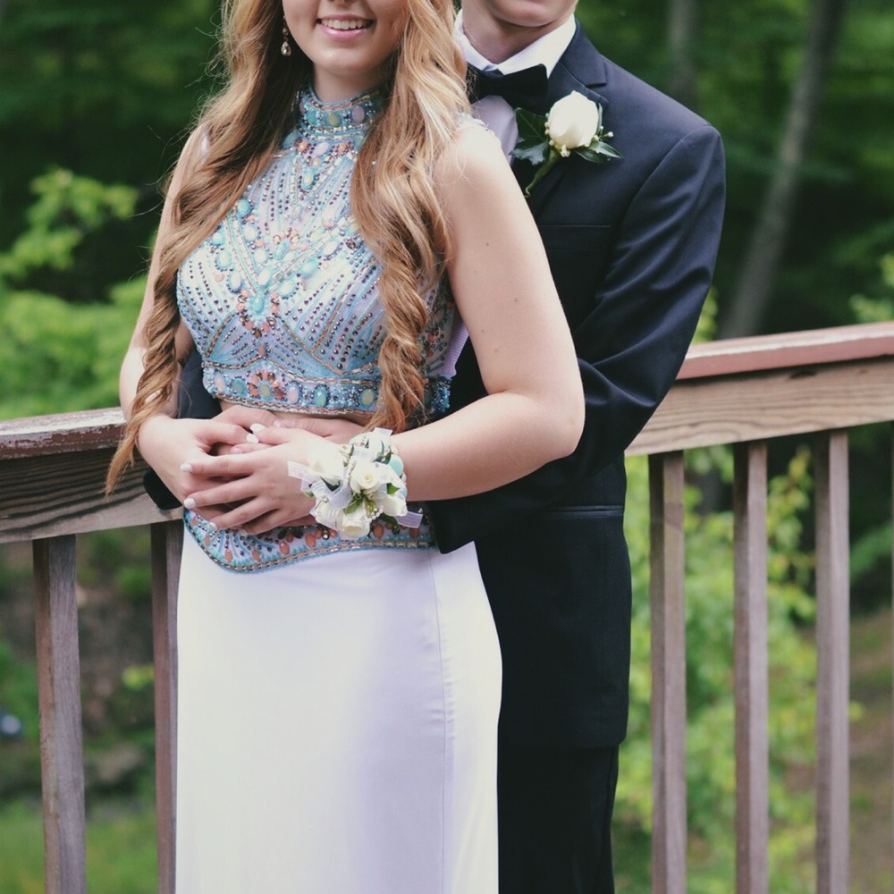 White Two Piece Prom Dress