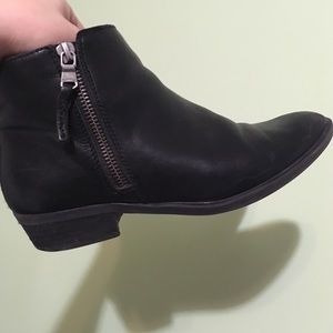 Black Leather Lauren Ralph Lauren Zip Ankle Boots