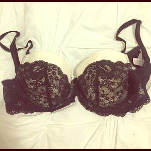 Black and white lace Victoria's Secret bra