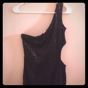 One Shoulder Sequin Black Dress by Speechless