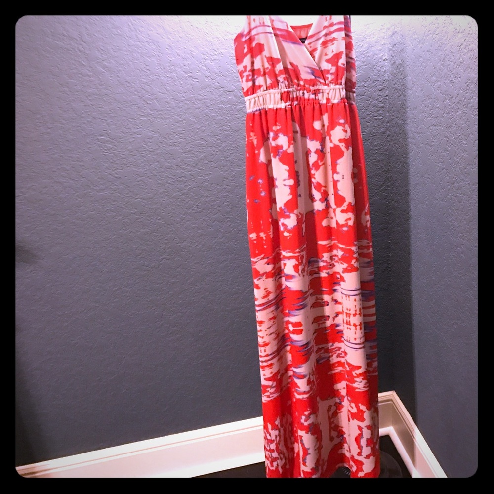 Red, Ivory and blue maxi dress