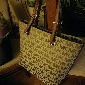 Michael Kors Jet Set Large Tote Brown Canvas