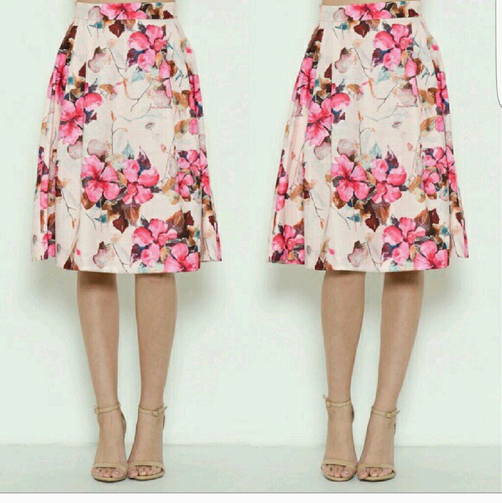Floral Print A-Line Skirt