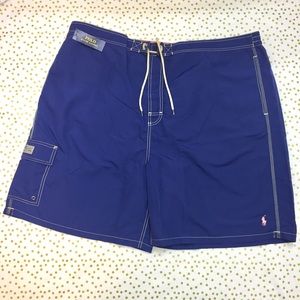 Blue Ralph Lauren Mens Nylon Swim Trunks