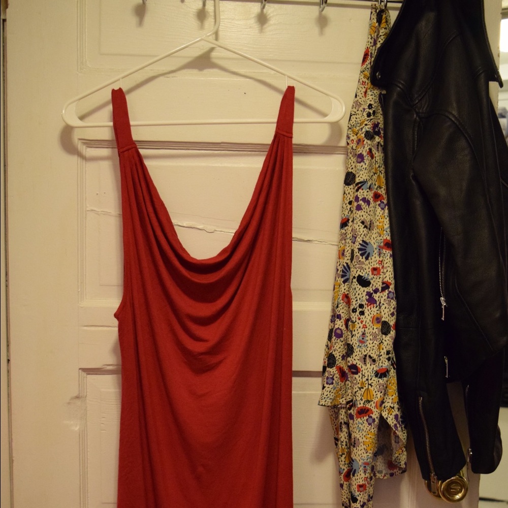 Draped Red Dress