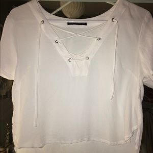 White Brandy Melville lace up crop top
