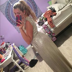 Metallic gold maxi dress