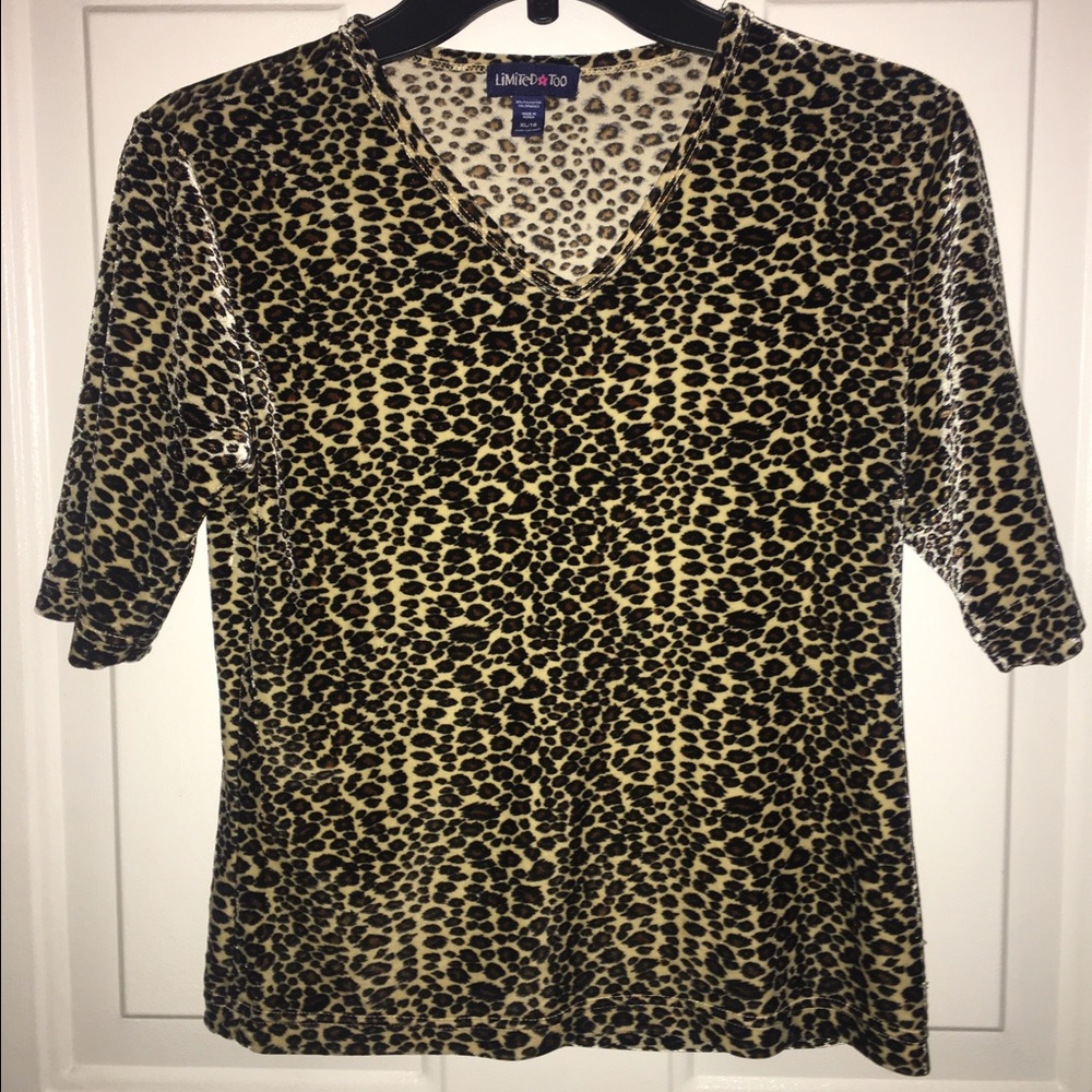 Vintage Leopard v neck top velvet material