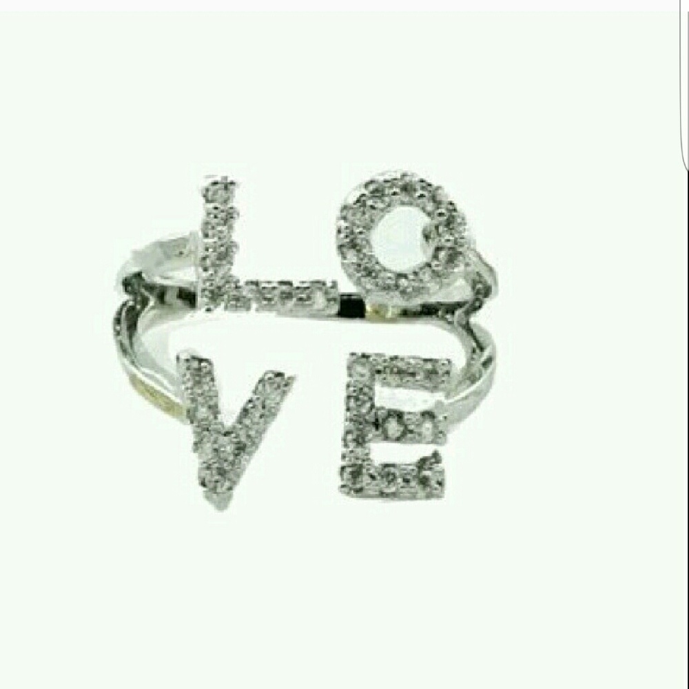 Silver Pave Love Ring