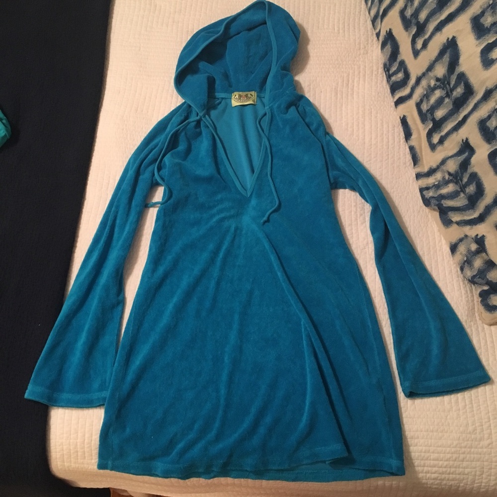 Terry cloth, hooded bathing suit cover up