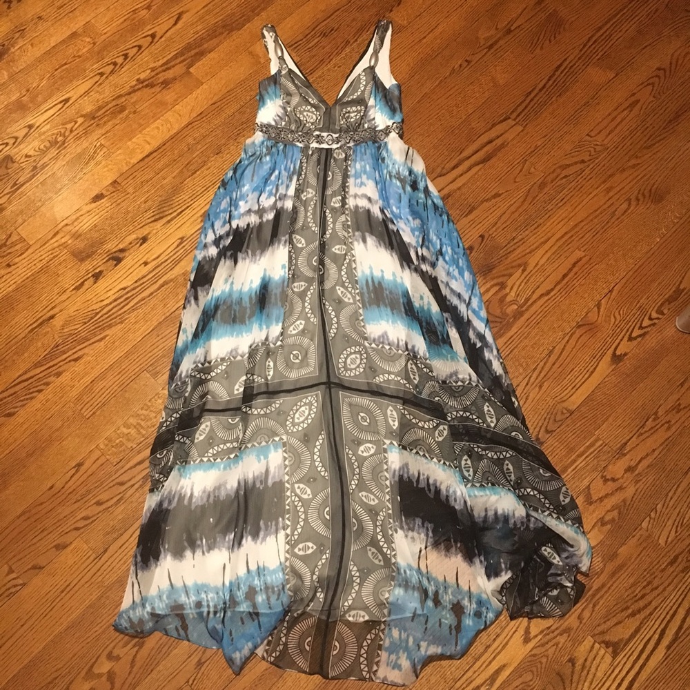 Beachy/Greek Goddess Blue/Silver Prom Dress