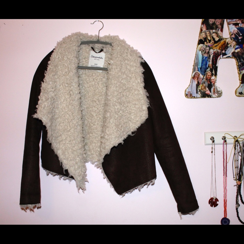 Sherpa Lined Suede Jacket - Worn Once, Size Small