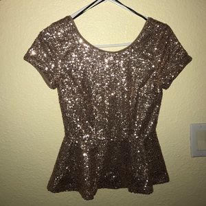 Open back rose gold shirt