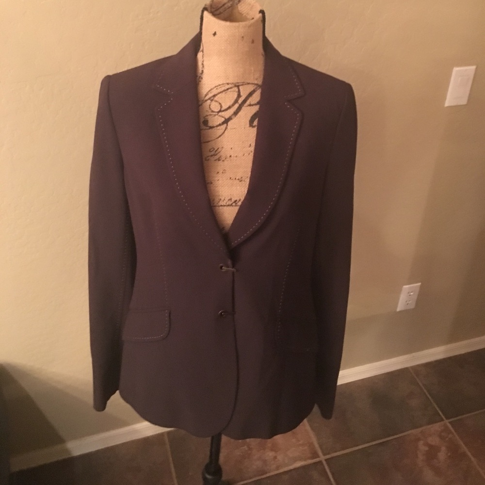 Classique Entier Brown W/Custom Stitch Suit Jacket - image 1