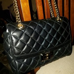 Michael Kors Soft Black Leather Quilted Hannah Bag