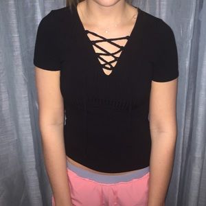 Black Lace up top