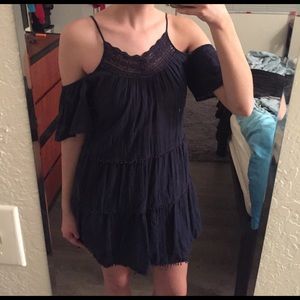 Sun & shadow off the shoulder dress