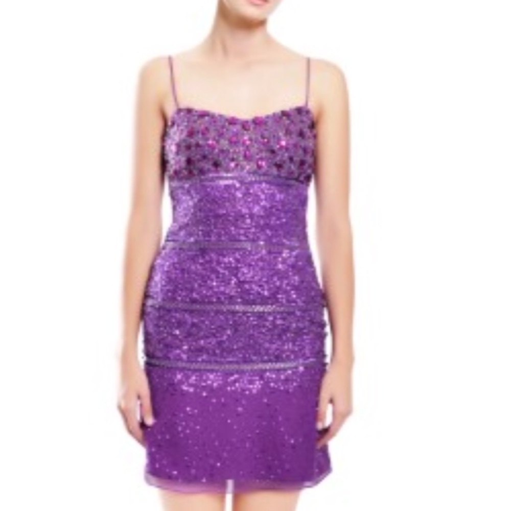 Aidan Mattox purple sequence dress