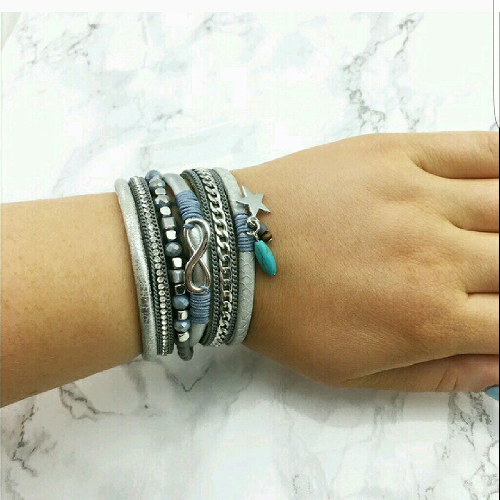 Silver Gray Infinity Bracelet