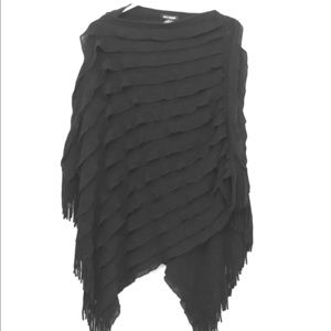 💥SALE! Black Knit Sweater Shrug /Poncho w/Fringe