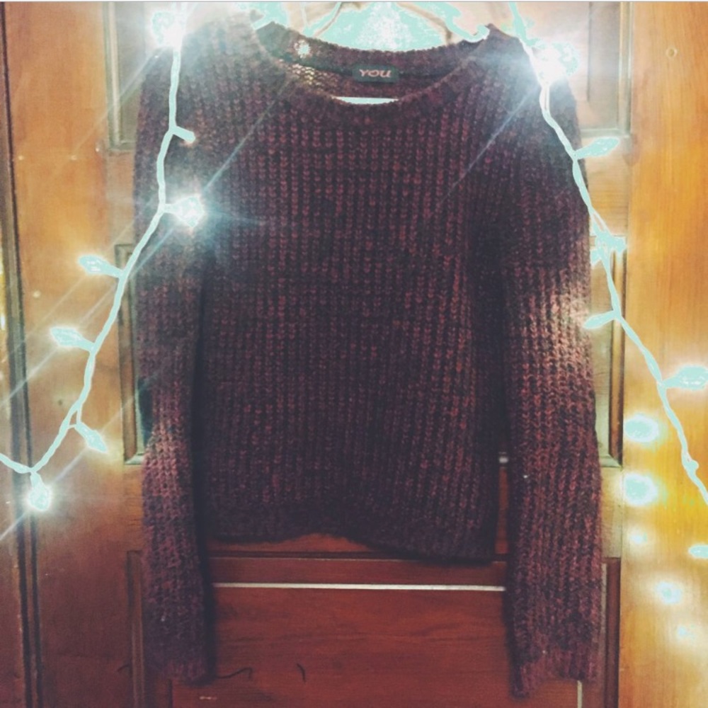 LF Maroon Cropped Sweater with Heart Elbow Patches