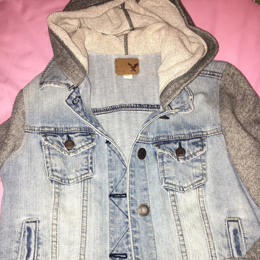 American Eagle Hooded Jean Jacket