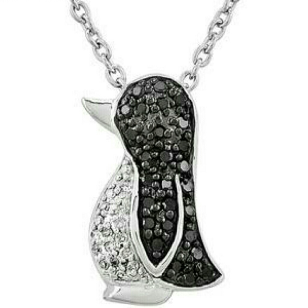 Diamond & Silver Penguin Necklace NWOT