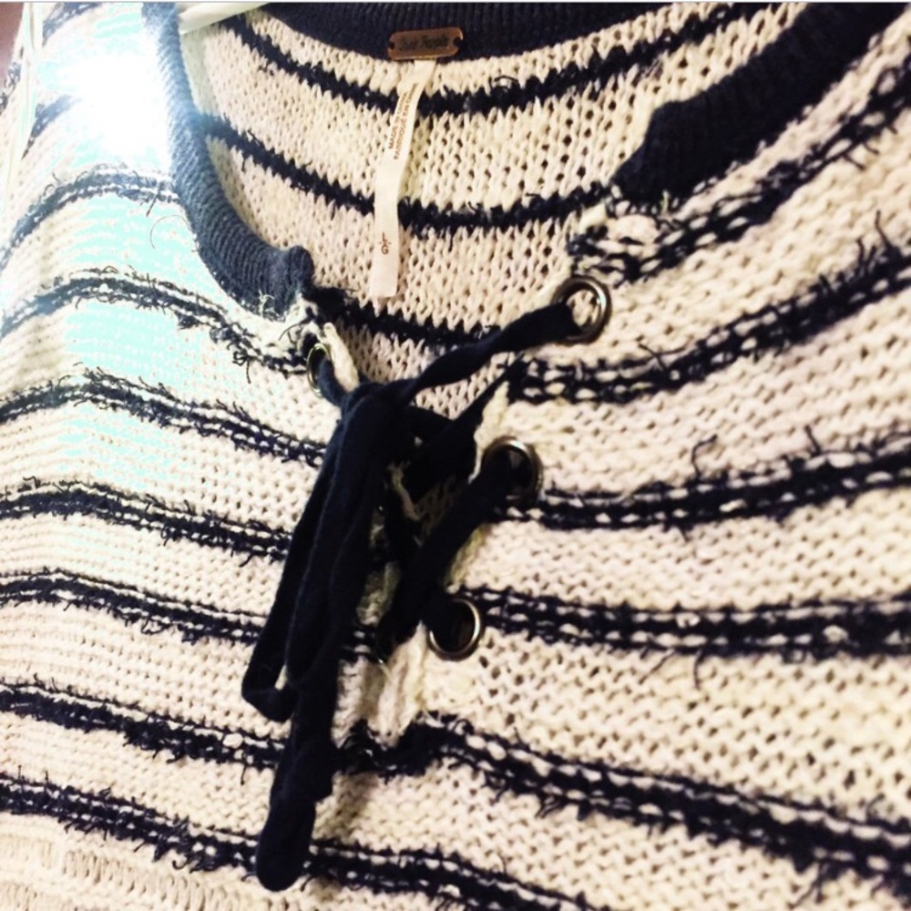 Free People Navy Blue Stripe Sweater