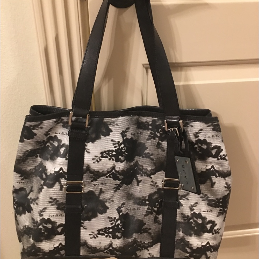 LAMB hand bag black and gray color