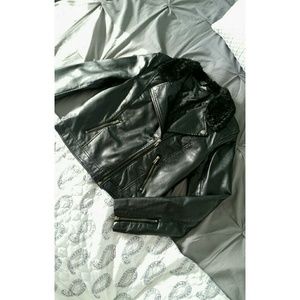 Black Faux Leather Biker Jacket