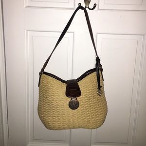 Brighton Straw and brown leather bag