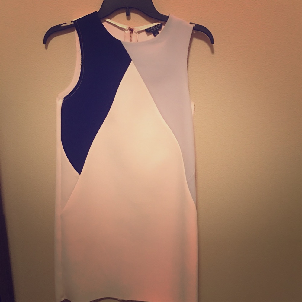 Top shop blue and white color block dress