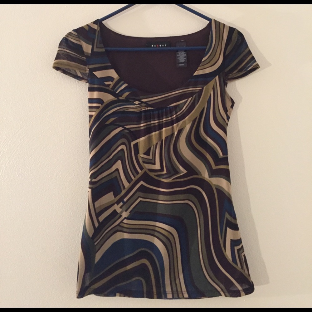 Brown & Neutral Geometric Pattern Blouse