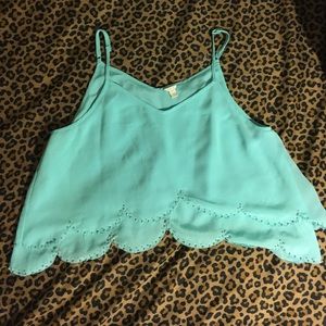 Float mint crop with beading