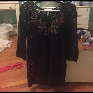 Lace embroidered mini dress