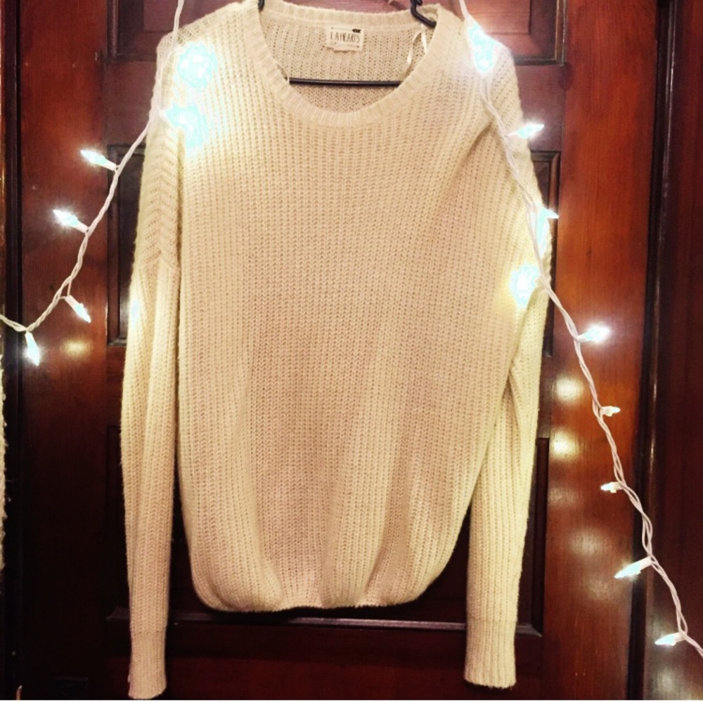Pacsun La Heart Cream Pullover Sweater